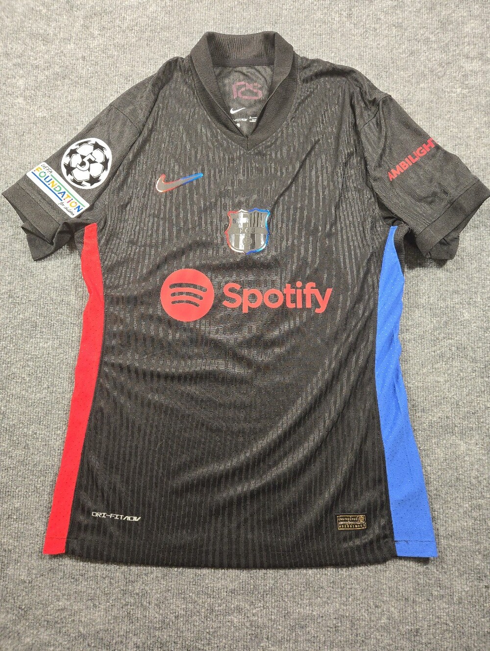 Nike Barcelona Gavi 6 Dri-FIT ADV 2024 Black Away Soccer Jersey Size Large